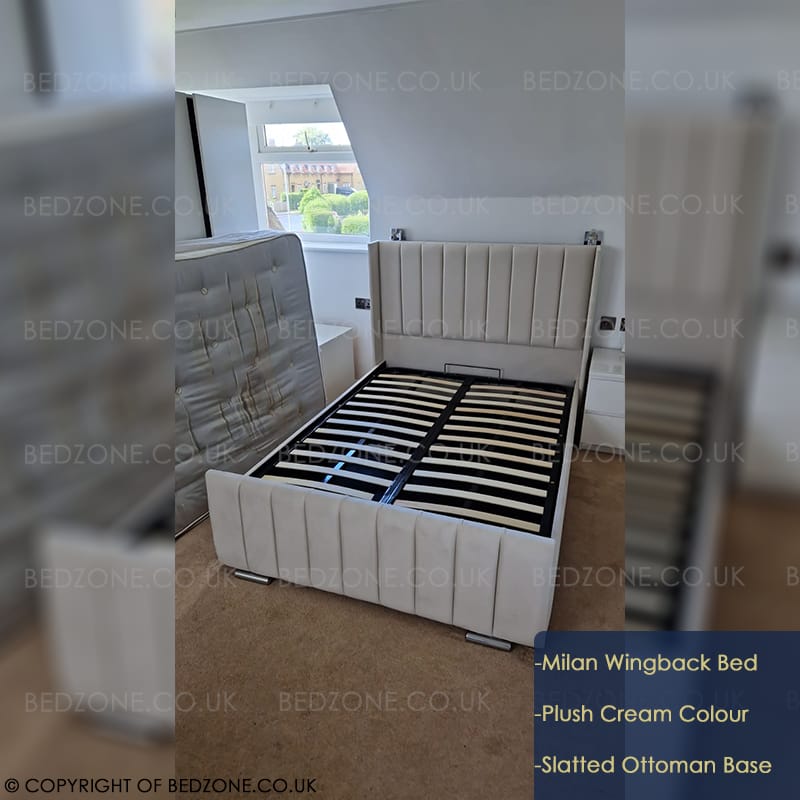 Milan wingback discount upholstered platform bed