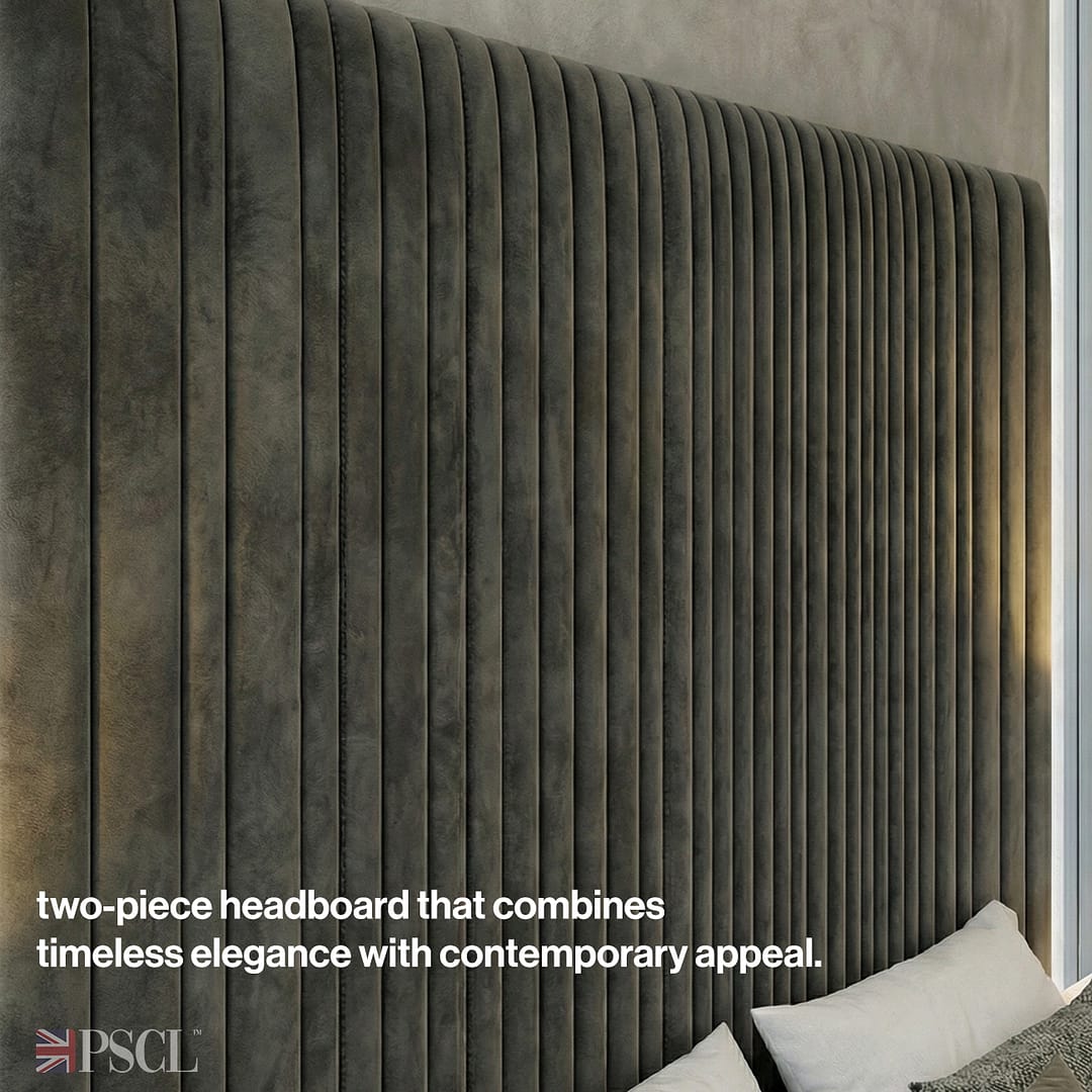 two-piece headboard that combines timeless elegance with contemporary appeal.