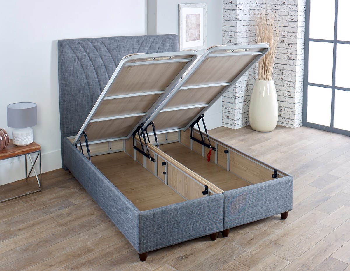 Sunrise Solid Base Ottoman Bed Dual Storage Compartments PASCAL BEDS