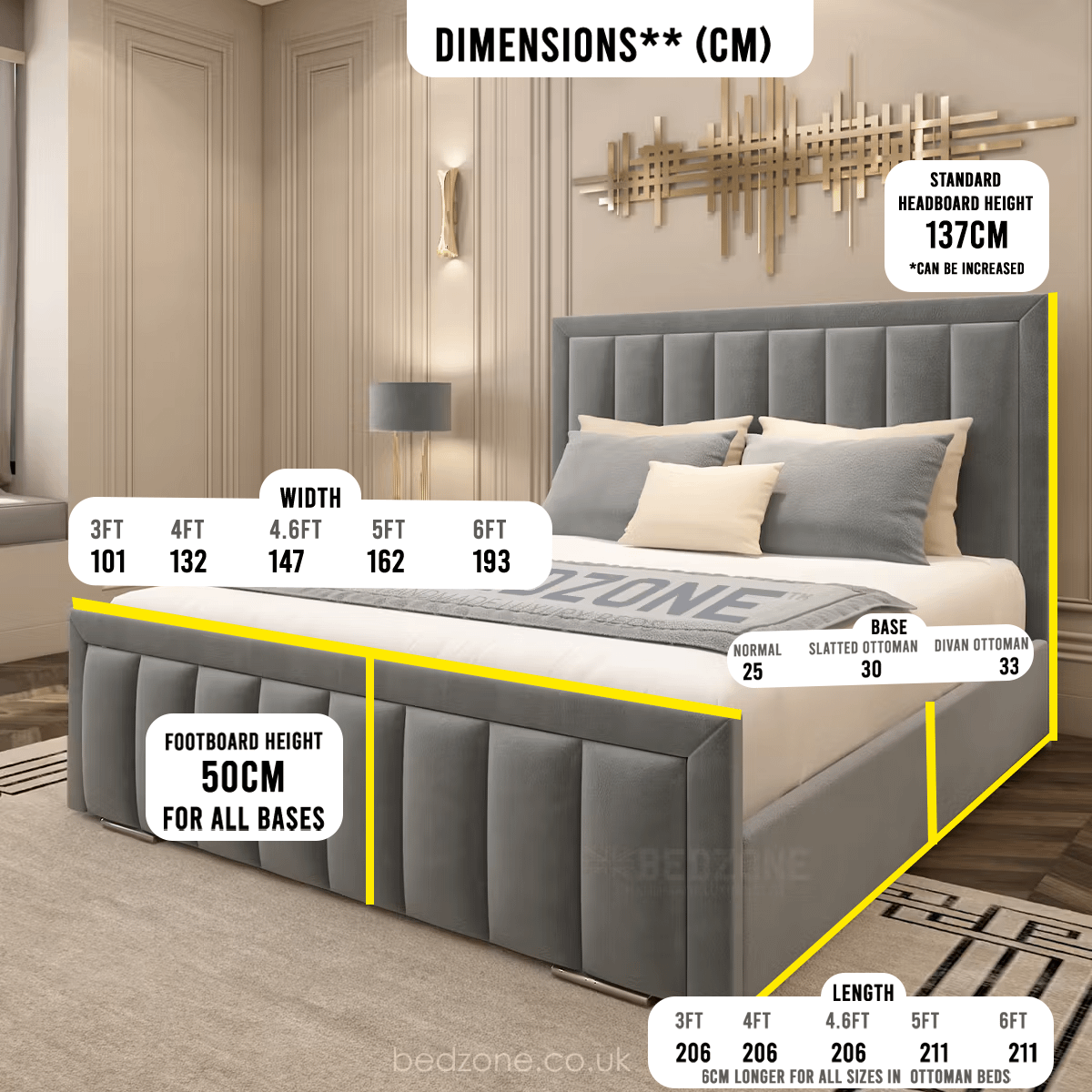 Princess Bed Frame Upholstered PASCAL BEDS UK PSCL™