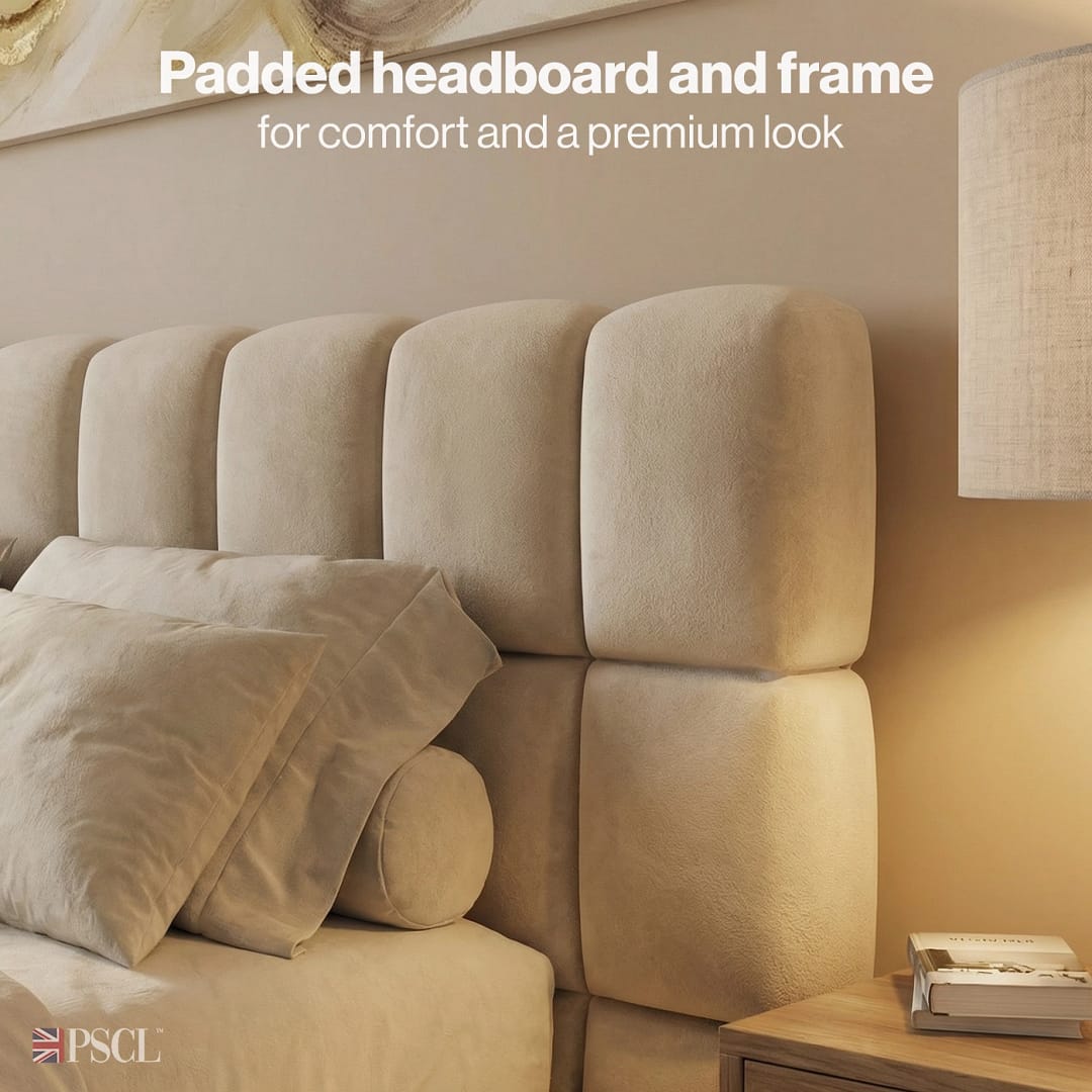 Padded headboard and frame for comfort and a premium look