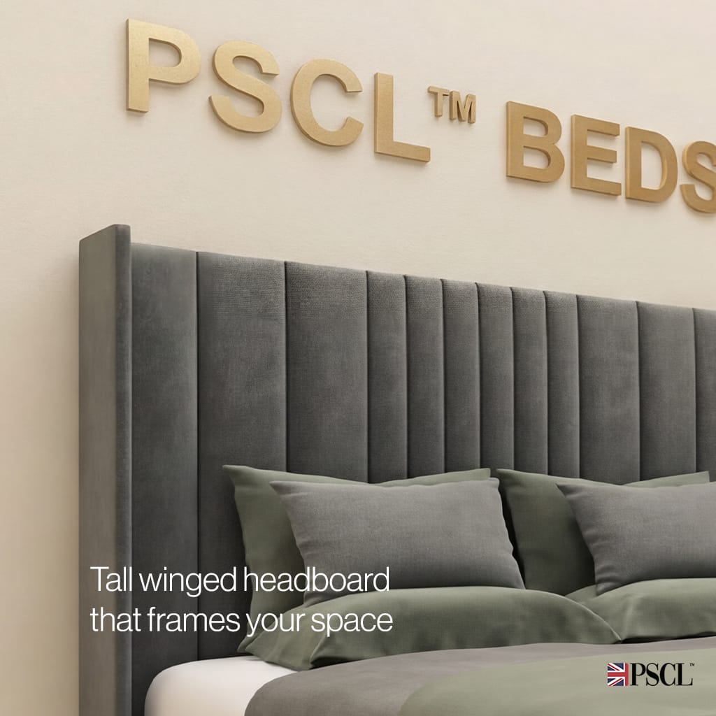 Tall winged headboard that frames your space