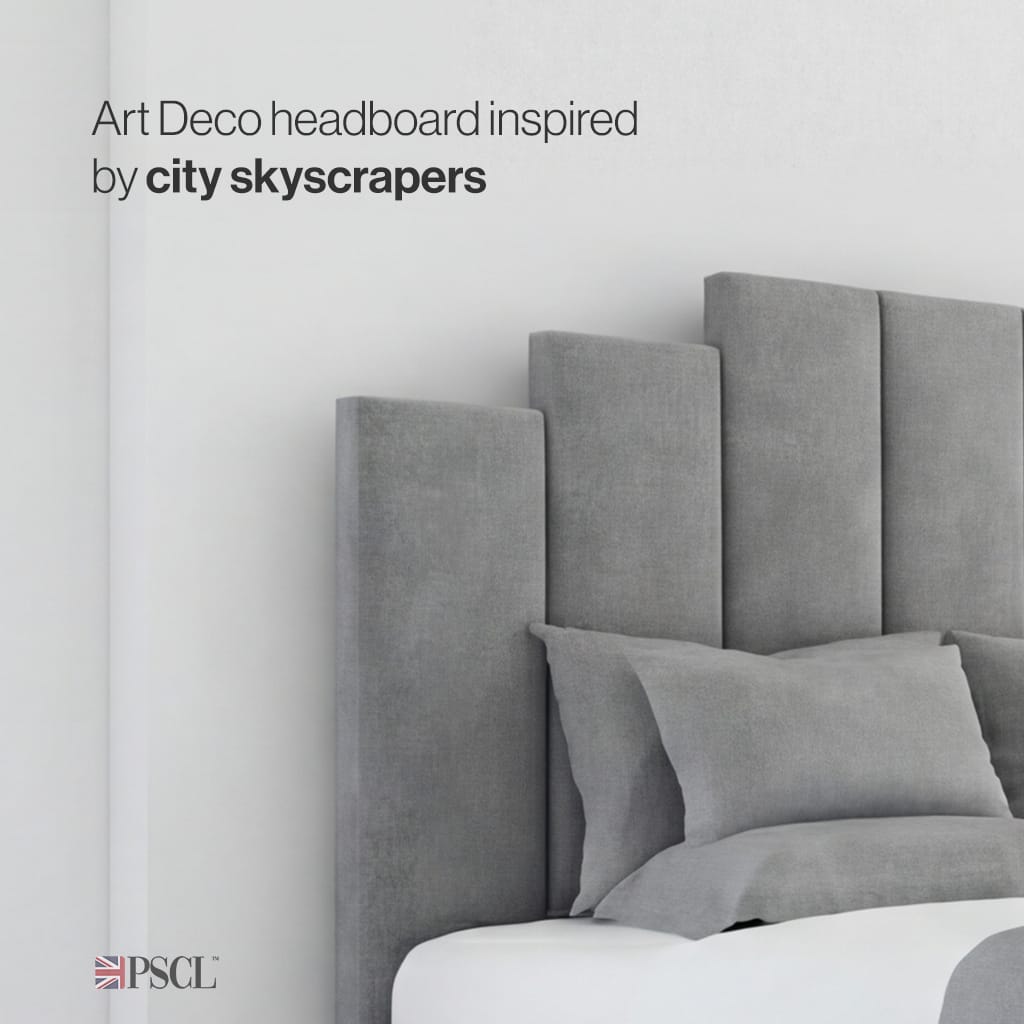 Art Deco headboard inspired by city skyscrapers