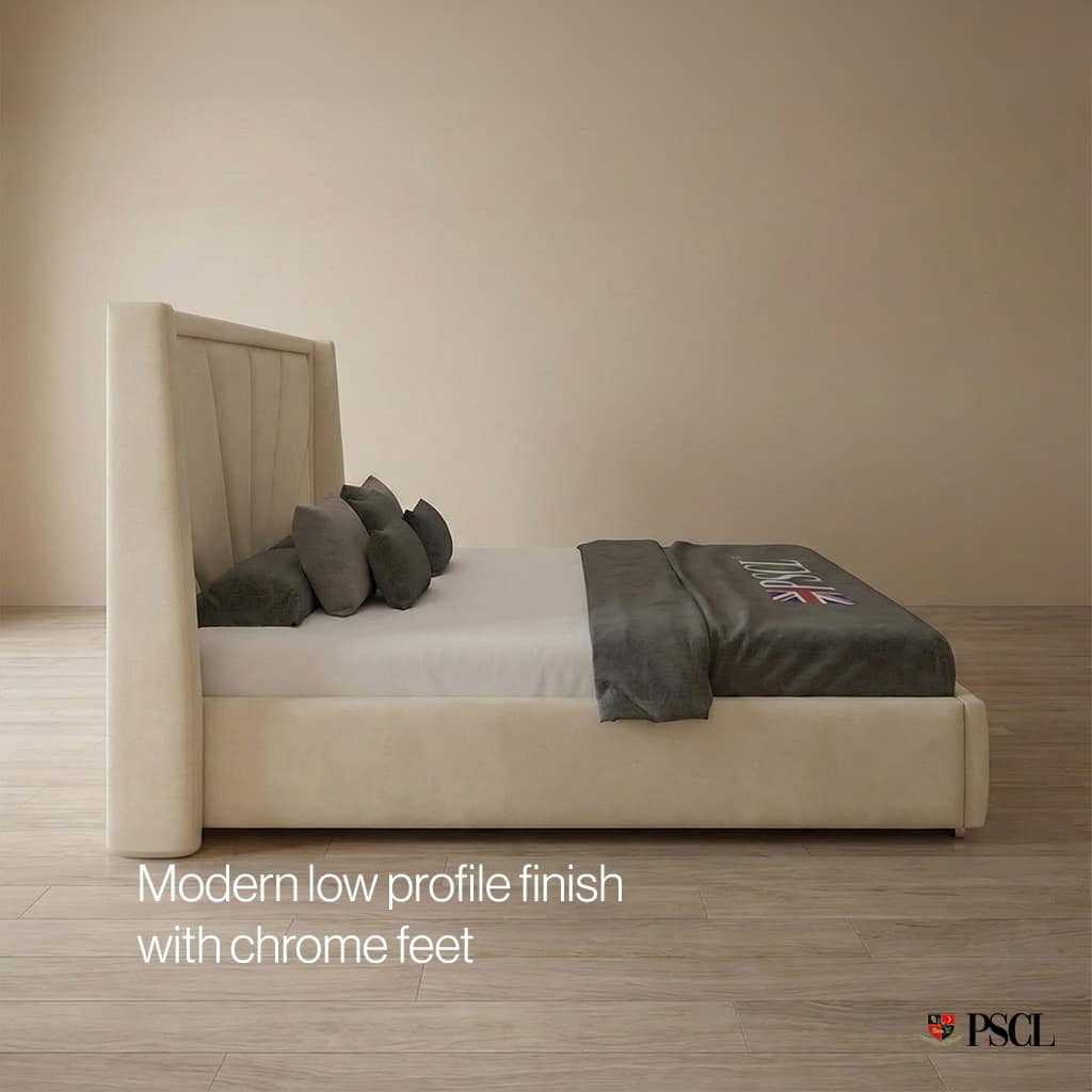 Modern low profile finish with chrome feet