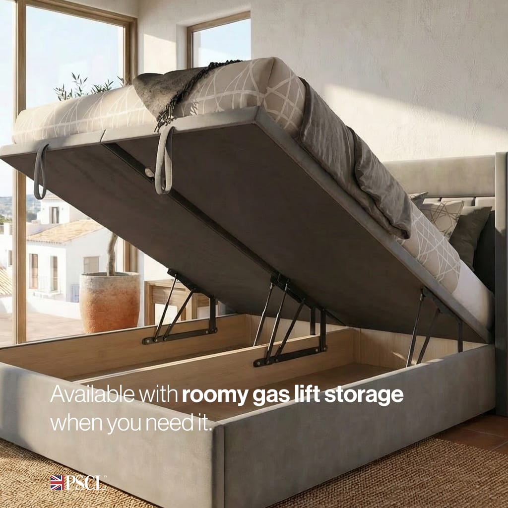 with roomy gas lift storage when you need it. divan
