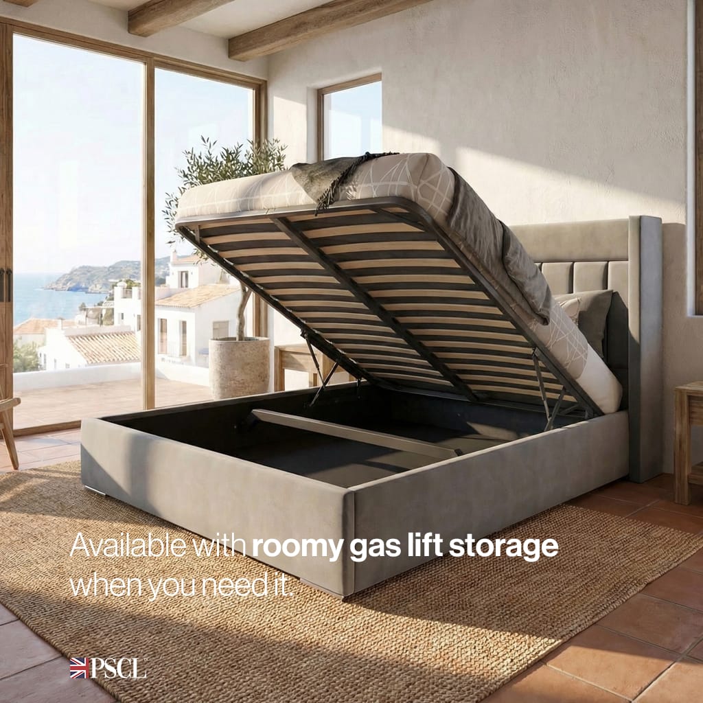 with roomy gas lift storage when you need it.