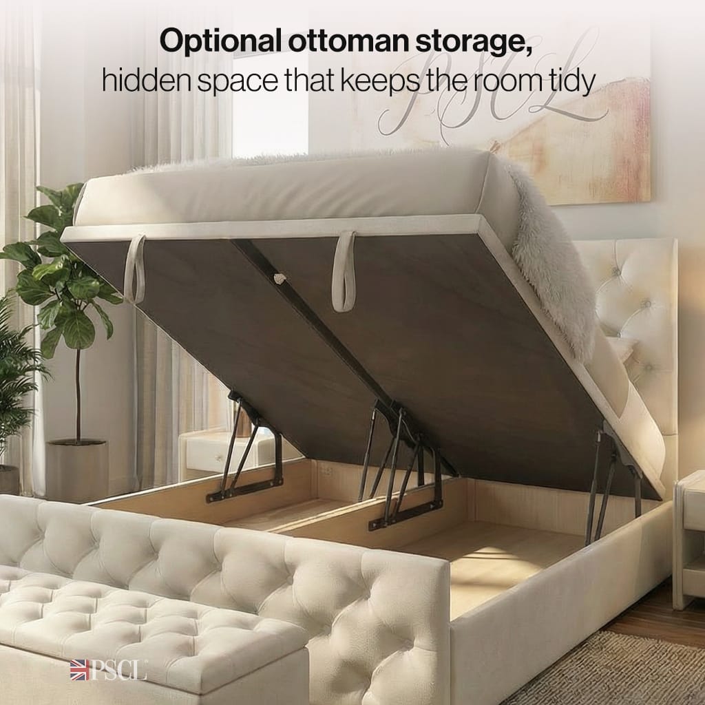 Optional ottoman storage, hidden space that keeps the room tidy