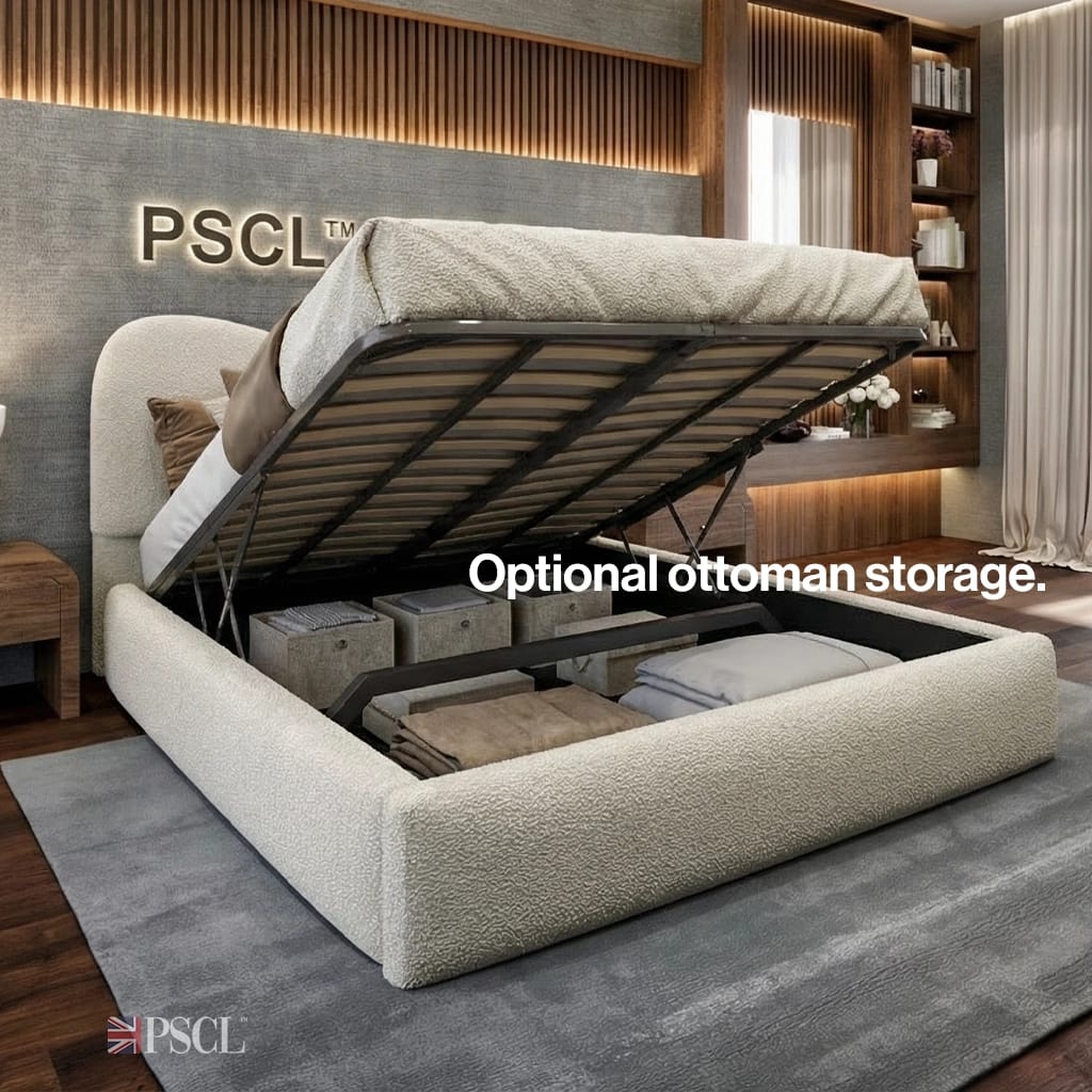 Optional ottoman storage.
