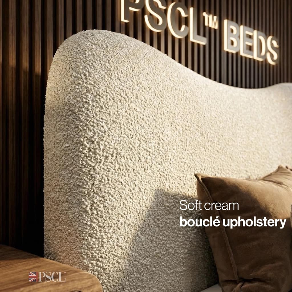 Soft cream bouclé upholstery
