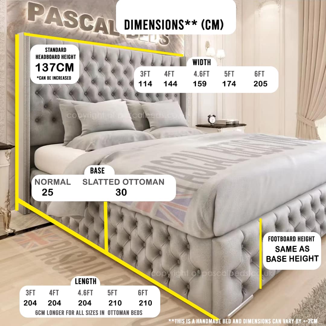 ROME BED UPDATED DIMENSIONS