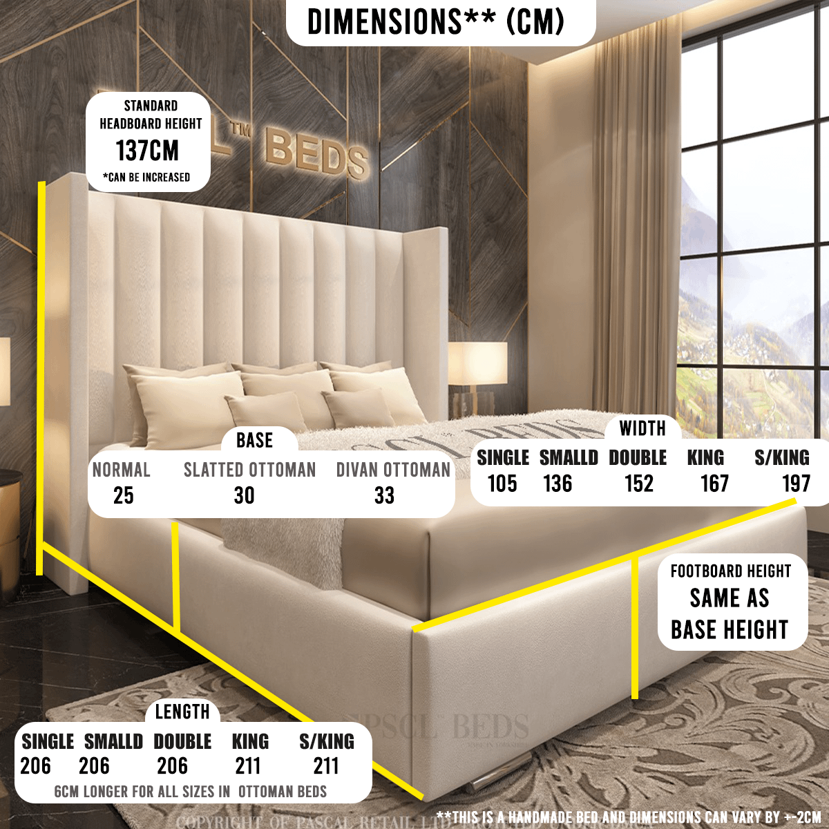 Luxury Beds and Ottoman Bed base PASCAL BEDS UK