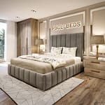 2024 Madrid Bed frame with Lines (Optional Ottoman Storage)