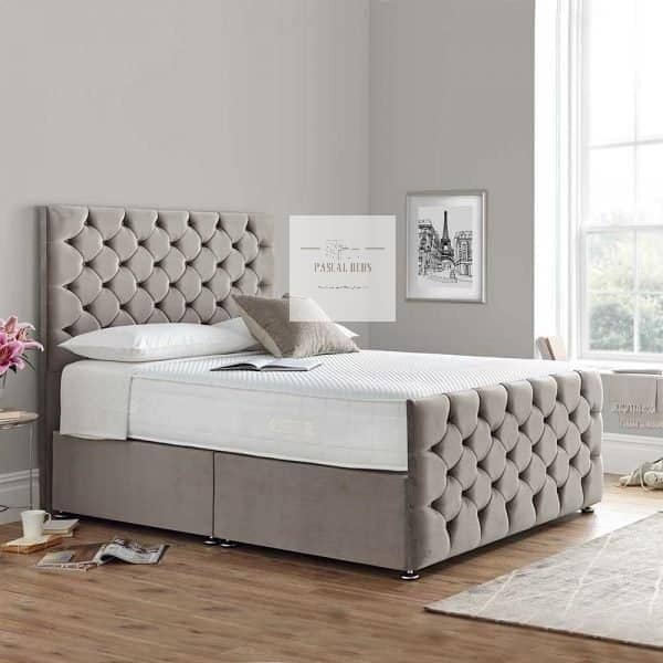 Elegant 2024 Boston Storage Drawer Bed with hand-upholstered headboard